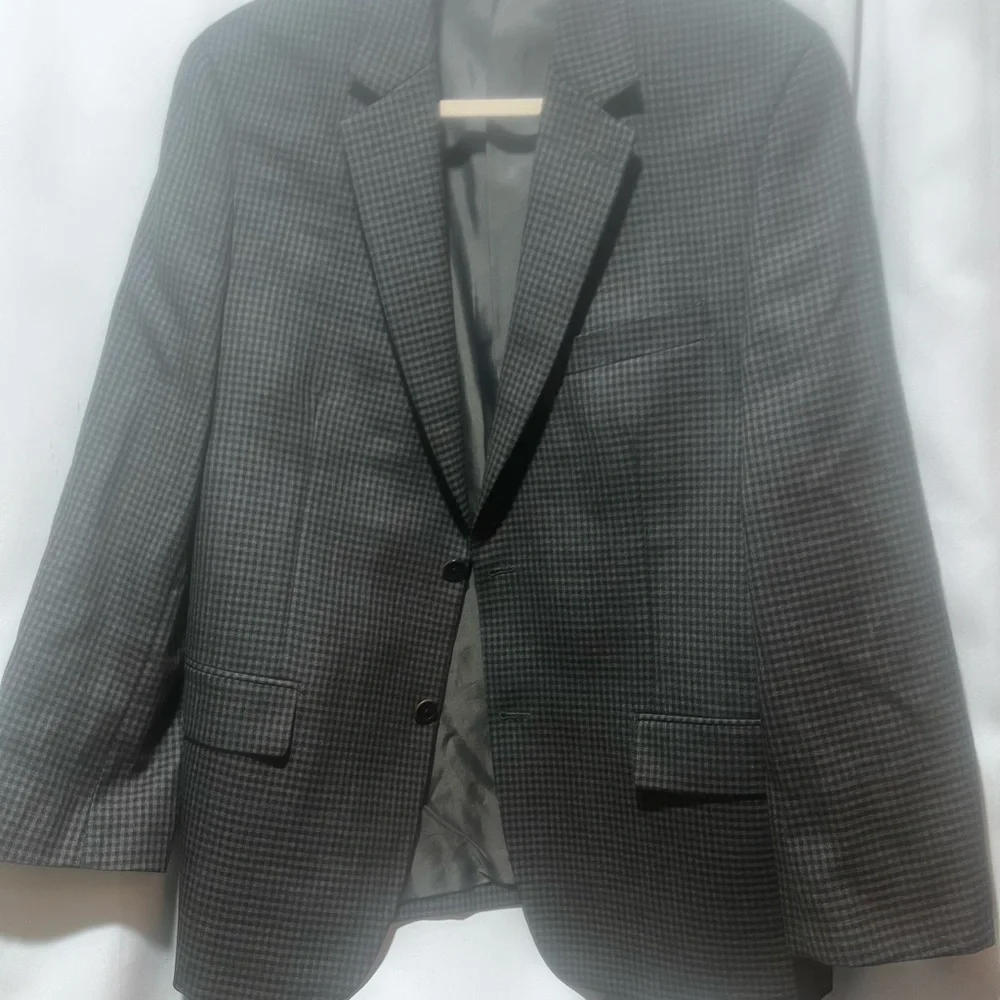 Michael Kors 100% Wool Blazer 40S Grey Houndstooth Sport Coat Short